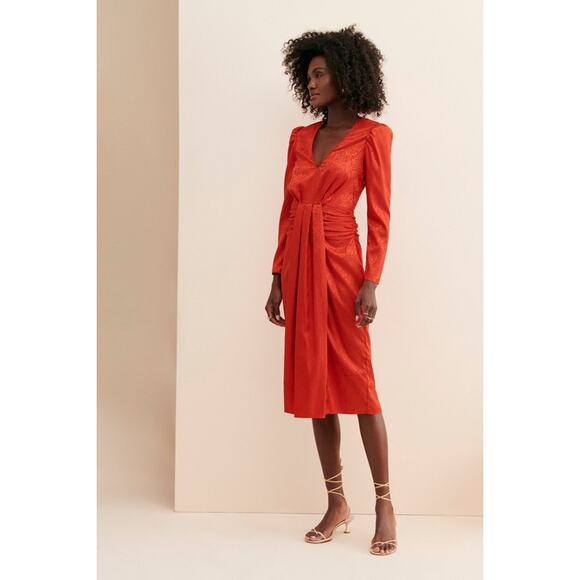 New Saylor Farrow Dress in Flame - Picture 2 of 9